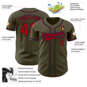 Custom Olive Red-Navy Authentic Salute To Service Baseball Jersey