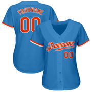 Custom Powder Blue Orange-White Authentic Baseball Jersey