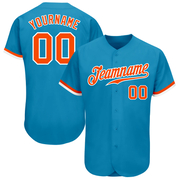 Custom Panther Blue Orange-White Authentic Baseball Jersey