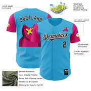 Custom Sky Blue Black-Hot Pink 3D Revzzz Katzen Authentic Baseball Jersey