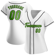 Custom White Neon Green-Black Authentic Baseball Jersey