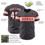 Custom Steel Gray White-Red Authentic Baseball Jersey