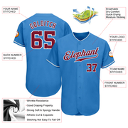 Custom Powder Blue Crimson-White Authentic Baseball Jersey