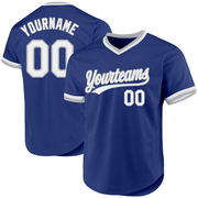 Custom Royal White-Gray Authentic Throwback Baseball Jersey