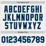 Custom White Navy Gray-Teal Authentic Baseball Jersey