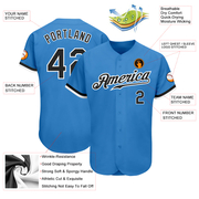 Custom Powder Blue Black-White Authentic Baseball Jersey