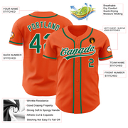 Custom Orange Kelly Green-White Authentic Baseball Jersey