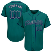 Custom Teal Navy-Gray Authentic Drift Fashion Baseball Jersey