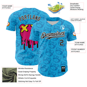 Custom Sky Blue Black-White 3D Revzzz Drip Bear Authentic Baseball Jersey