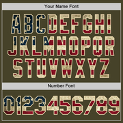 Custom Olive Vintage USA Flag Cream-Maroon Line Authentic Salute To Service Baseball Jersey