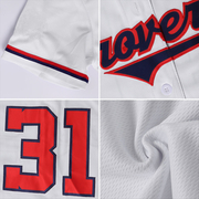 Custom White Red-Black Authentic Baseball Jersey