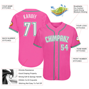 Custom Pink White-Kelly Green Authentic Baseball Jersey