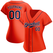 Custom Orange Navy-White Authentic Baseball Jersey