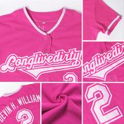 Custom Pink White-Kelly Green Authentic Baseball Jersey