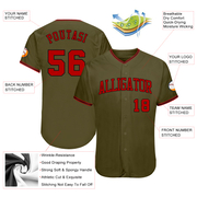 Custom Olive Red-Black Authentic Salute To Service Baseball Jersey