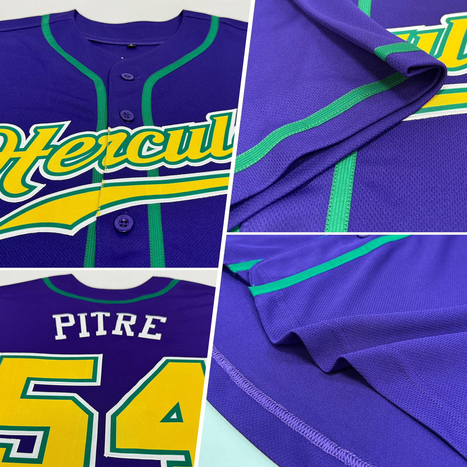 Custom Purple Gold-Kelly Green Authentic Baseball Jersey