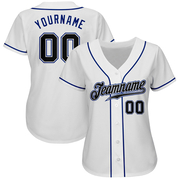 Custom White Black-Royal Authentic Baseball Jersey