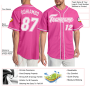 Custom Pink White Authentic Baseball Jersey