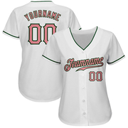Custom White Medium Pink-Green Authentic Baseball Jersey