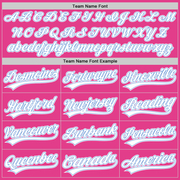 Custom Pink White-Light Blue Authentic Throwback Baseball Jersey