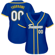 Custom Royal White-Gold Authentic Baseball Jersey