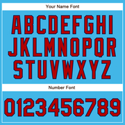 Custom Sky Blue Red-Navy Authentic Baseball Jersey