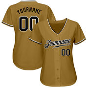 Custom Old Gold Black-White Authentic Baseball Jersey