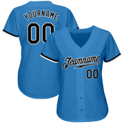 Custom Powder Blue Black-White Authentic Baseball Jersey