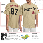 Custom Sand Black-Crimson Authentic Baseball Jersey