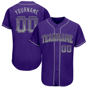 Custom Purple Gray-Black Authentic Drift Fashion Baseball Jersey