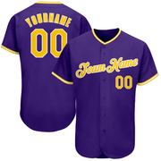 Custom Purple Gold-White Authentic Baseball Jersey