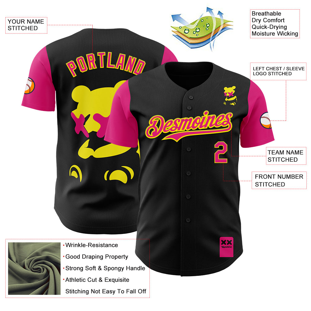 Custom Sky Blue Hot Pink-Light Yellow 3D Revzzz Home Alone Authentic Baseball Jersey