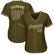 Custom Olive Olive-Cream Authentic Salute To Service Baseball Jersey