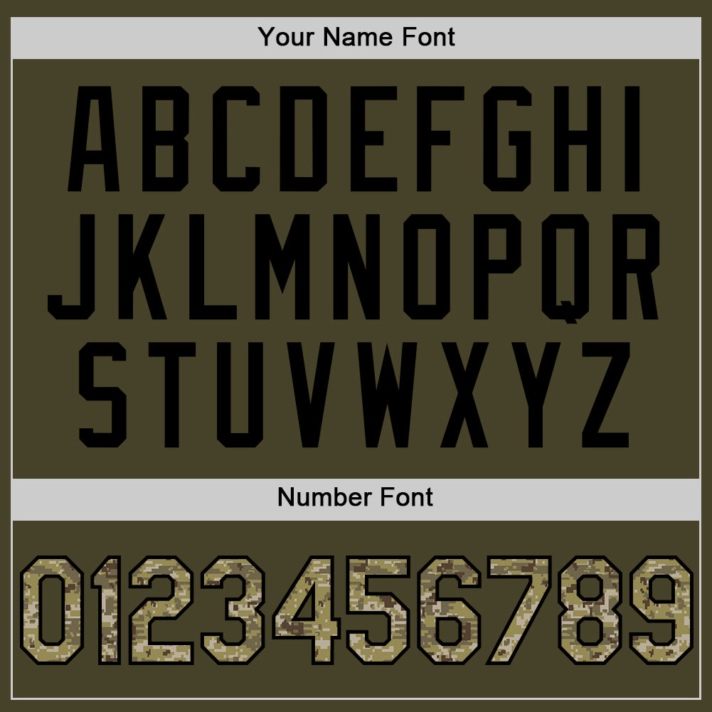 Custom Olive Camo Black-Cream Line Authentic Salute To Service Baseball Jersey