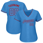 Custom Powder Blue Powder Blue-Red Authentic Baseball Jersey