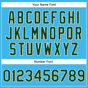 Custom Sky Blue Green-Cream Authentic Baseball Jersey