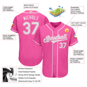 Custom Pink White Authentic Baseball Jersey