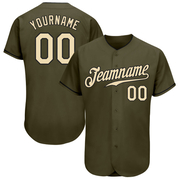 Custom Olive Cream-Black Authentic Salute To Service Baseball Jersey