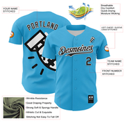 Custom Sky Blue Black-White 3D Revzzz Fat Boy Authentic Baseball Jersey