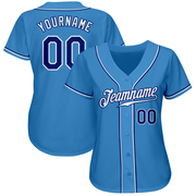 Custom Powder Blue Royal-White Authentic Baseball Jersey