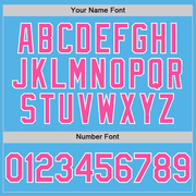 Custom Sky Blue Pink-White Line Authentic Baseball Jersey