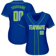 Custom Royal Neon Green-White Authentic Baseball Jersey
