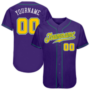 Custom Purple Gold-Kelly Green Authentic Baseball Jersey