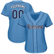 Custom Powder Blue Navy-White Baseball Jersey
