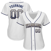 Custom White Navy-Old Gold Authentic Drift Fashion Baseball Jersey