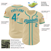 Custom Sand Teal-Gray Authentic Baseball Jersey