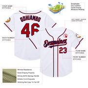 Custom White Red-Navy Mesh Authentic Throwback Baseball Jersey