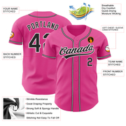 Custom Pink Black-White Authentic Baseball Jersey