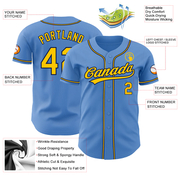 Custom Powder Blue Yellow-Navy Authentic Baseball Jersey