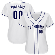 Custom White Navy Authentic Baseball Jersey